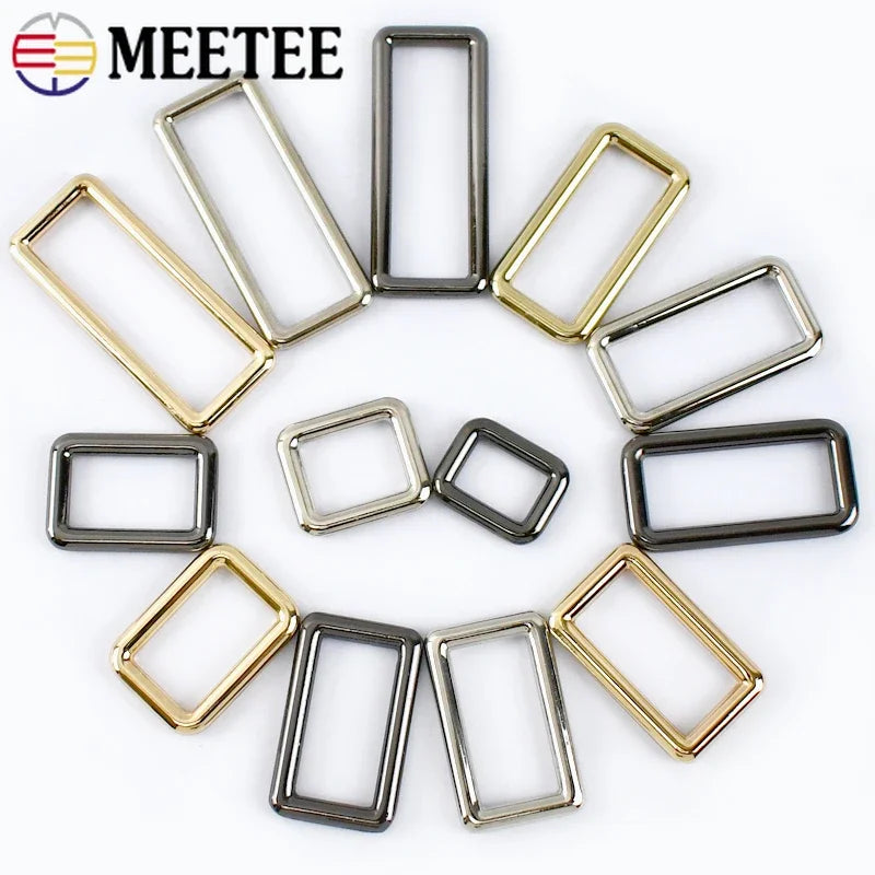 15/500Pcs Meetee 12-50mm Metal Square O D Ring Buckles Bag Adjustable Buckle DIY Backpack Straps Shoes Garment Leather Accessories