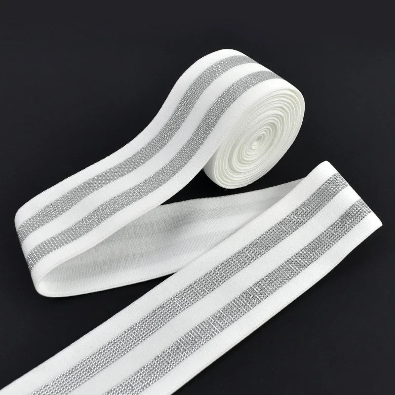 5/200Meters 40/50mm Striped Elastic Bands 1.6mm Thick Pants Waistband Rubber Band Bra Strap DIY Skirt Belt Sewing Accessories
