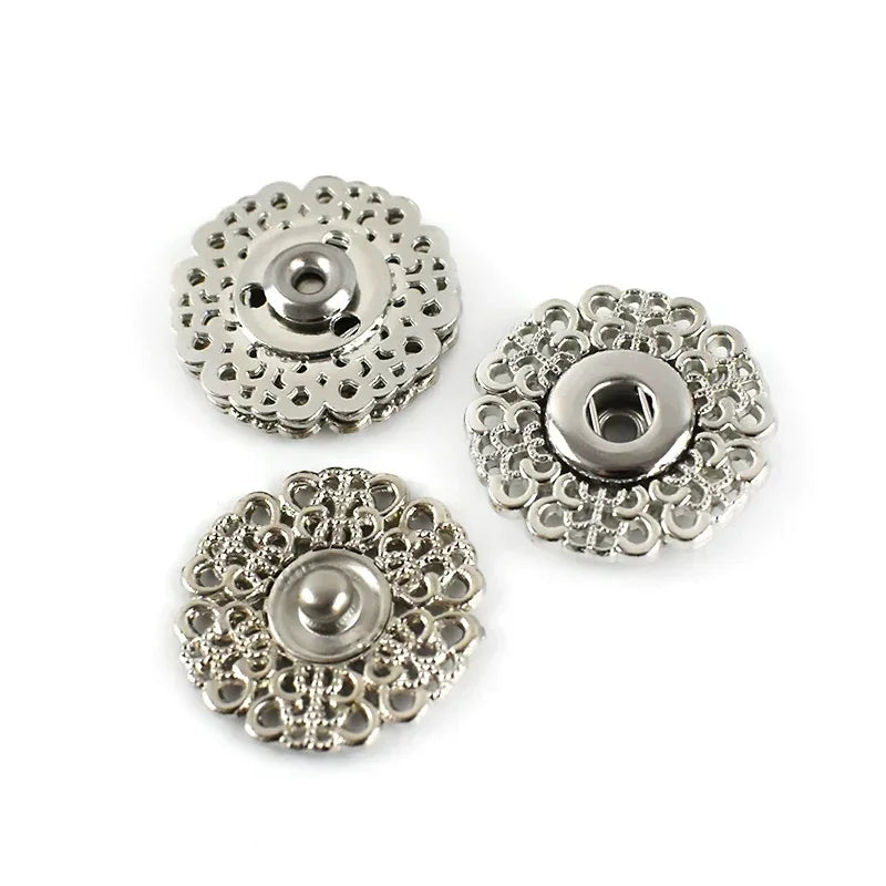 Meetee 15/300sets Scrapbooking Decor Metal Buttons Snap Stud Fastener Hollow Press Buckles for DIY Sewing Jacket Coat Clothes Craft