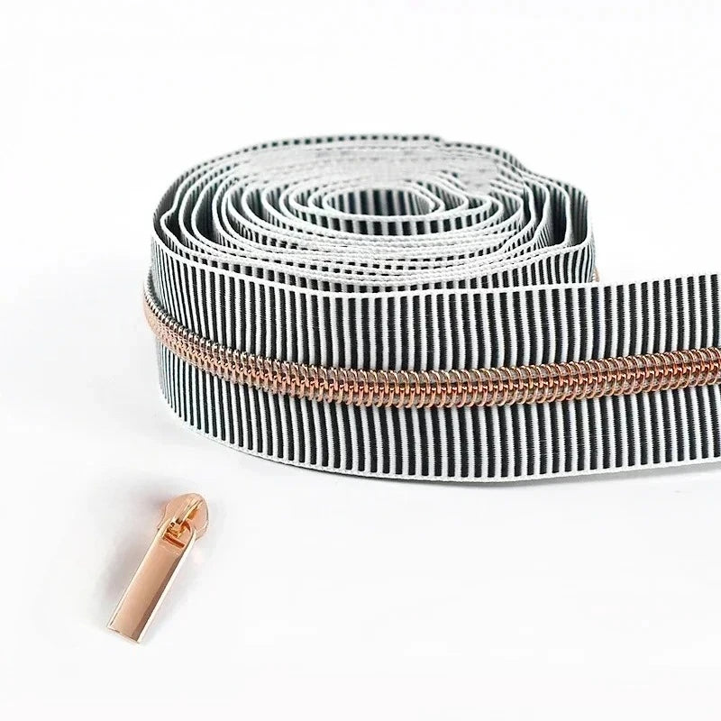 5/20Meters Meetee 5# Striped Nylon Zippers Tape for Sewing Bag Continuous Roll Coil Zip By the Meter DIY Garment Accessories