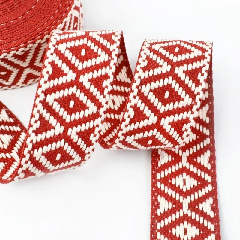 5/200Meters Meetee 38mm Colorful Jacquard Cotton Webbing Ribbon Canvas Straps Bag Shoulder Strap Clothing Band Sewing Accessorie