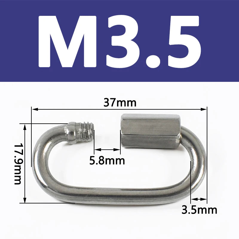 8/300Pcs Stainless Steel 304 Oval Locking Carabiner Clips Rope Quick Connector Buckle for Outdoor Camping Swing Clasp Accessories