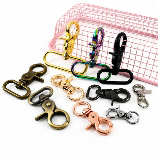 20/700Pcs 10-50mm Metal Snap Hook Carabiner Lobster Clasp Trigger Clip O Ring Metal Buckles for Bag Strap Hooks Buckle Accessories