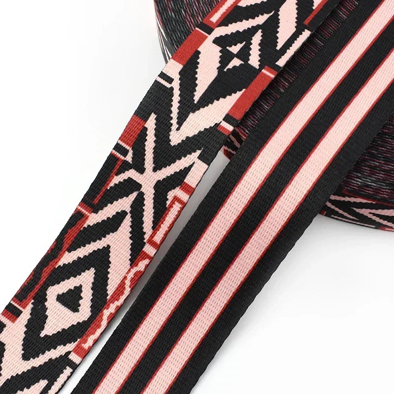 5/150Meters Meetee 38mm Jacquard Printed Webbing Ethnic Ribbon Bags Strap Tape for Sewing Garment Belt Accessories