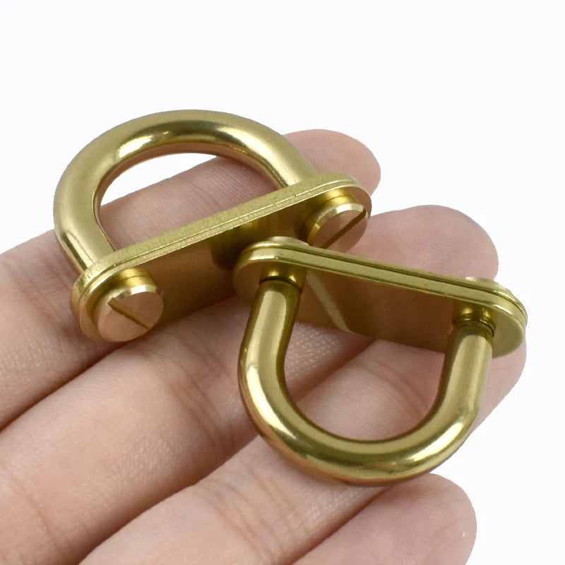 3/100Pcs 15mm/19mm Brass D Ring Buckle Bag Arch Bridge Screw Anchor Nail Connector Hook Leather Craft Strap Hanger Clamp Kits