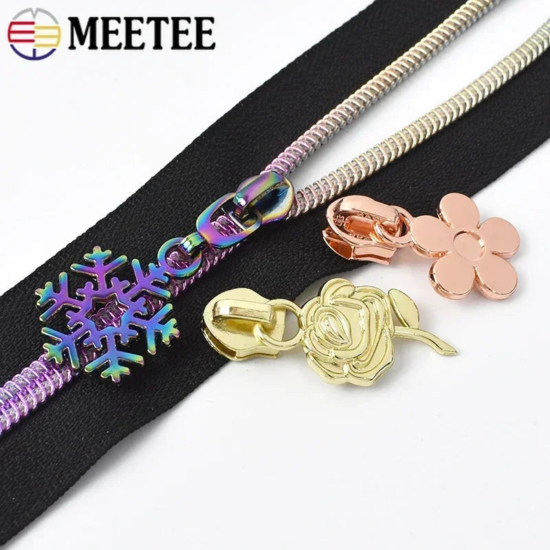 15/500Pcs 5# Zipper Slider for Nylon Zippers Tape Bag Zips Closure Head Puller Suitcase Zipp Repair Kit Sewing Accessories