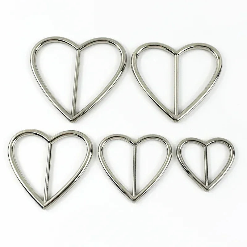 25/600Pcs 20-40mm Metal Buckles Clasp Heart Shape Adjust Roller Pin Buckle for Shoes Webbing Strap Bag Hanger Rings Accessories