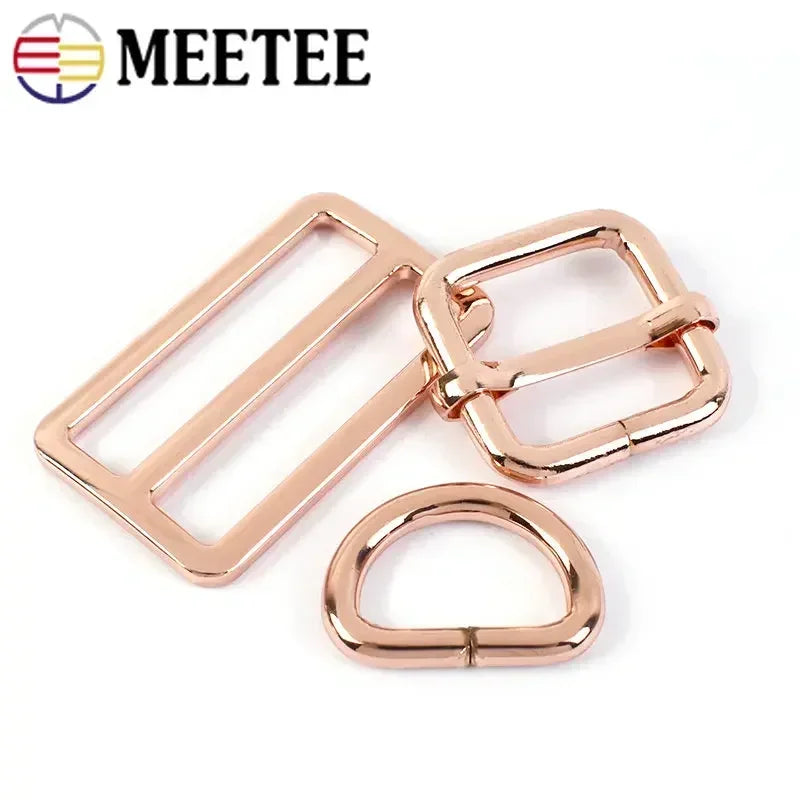 20/580Pcs RoseGold Bag Buckles Metal O D Ring Clip Clasp Tri Glide Slider Hook Backpack Belt Strap DIY Hardware Sewing Accessories