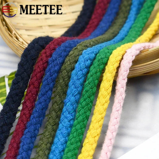 25/800Meters 7mm 8 Shares Round Cotton Cords Decorative Rope Twisted Braided Drawstring Ropes DIY Home Textile Craft Sewing
