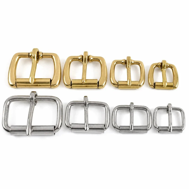 15/500Pcs 16-50mm Stainless Steel/Brass Roller Buckle Heel Bar Pin Buckles Leather Belt Adjust Clasp Bag Strap Hardware Replacement