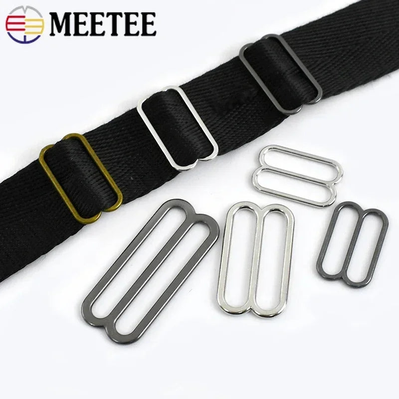 50Pcs 10-50mm Metal Buckles 8-shaped Tri-Glide Adjuster Slider Bikini Bra Rings Strap Belt Hook Clasp Webbing Bag Accessories