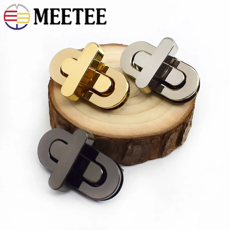 5/130pcs Meetee 42*18/34*16mm Bag Turn Twist Lock Buckles Metal Purse Handbag Decor Mortise Closure Clasp DIY Hardware Accessories