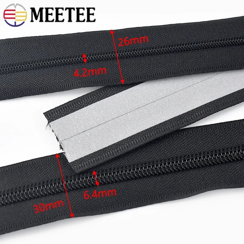 5/120Meters 3# 5# Waterproof Zipper Reflective Nylon Zippers Tapes for Bags Outdoor Clothing Backpack Zip Repair Kit DIY Sewing