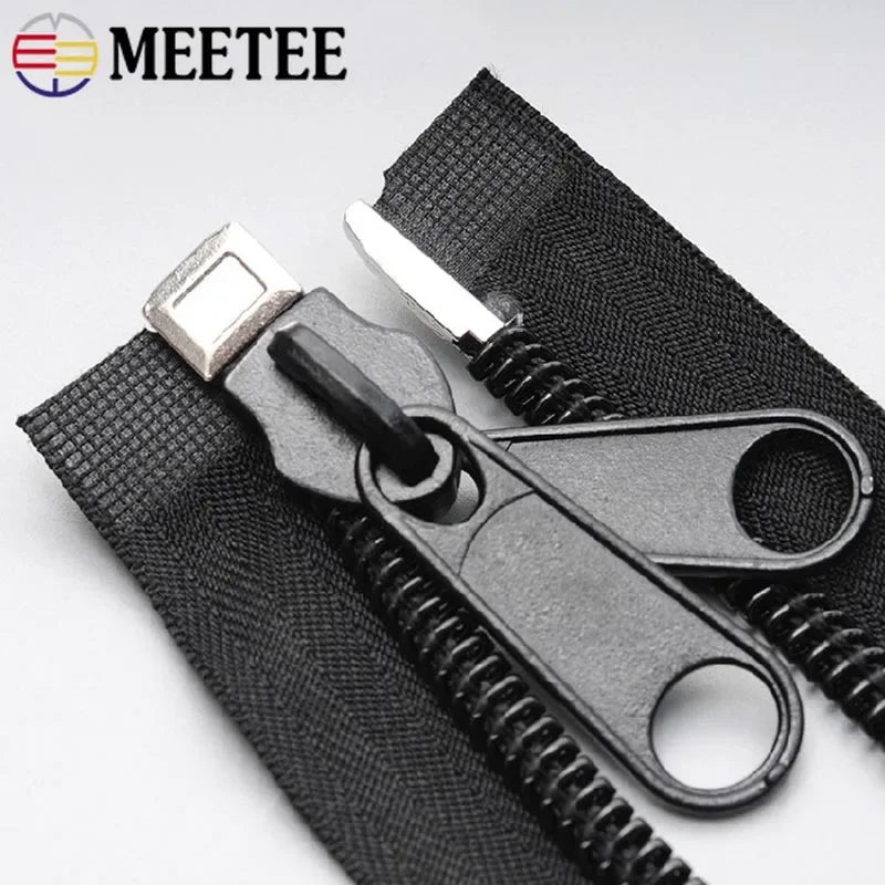3/90Pcs Meetee 10# 80-300cm Plastic Nylon Zippers Black Open End Long Zip for Outdoor Tent DIY Tailor Sewing Craft Bag Clothes Accessory