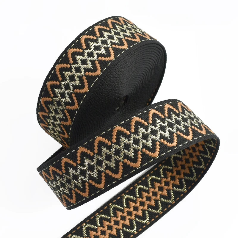 3/100Meters Jacquard Ribbon Band 38mm 1.7mm Thick Ethnic Webbing Tapes Bag Strap Repair Bias Binding DIY Garment Sewing Supplies