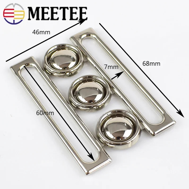 Meetee 3/100pcs 60mm Metal Buckles Women Coat  Down Jacket Waistband Belt Clasp DIY Garment Buttons Decoration Sewing Accessories