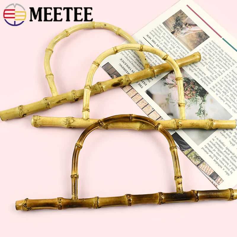 2/70Pcs Meetee 28/30cm Bamboo Bag Handle Natural Wooden Purse Frame Women Handbag Replacement Handles Handmade Bags Accessories