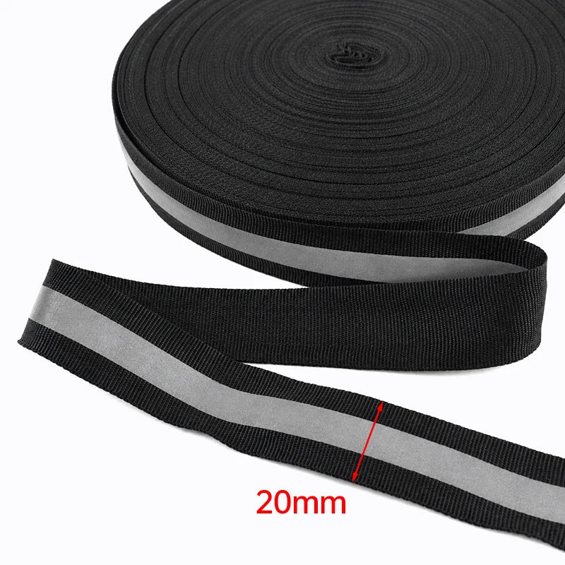 30/600Yards Silver Reflective Ribbons 10-40mm Green Black Safety Clothing Warn Webbing Tapes for Walking Cycling Backpacks At Night