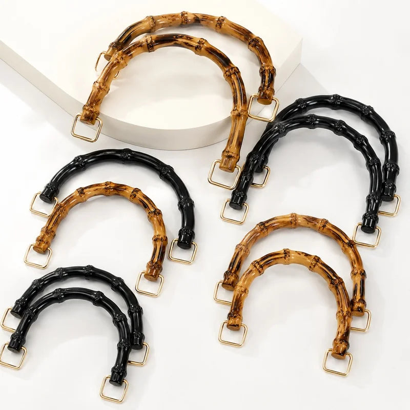 5/100Pcs Bmitation Bamboo Handle Purse Handles with Buckle Plastic Handbag Handles for Women Weaving Bag Hardware Accessories