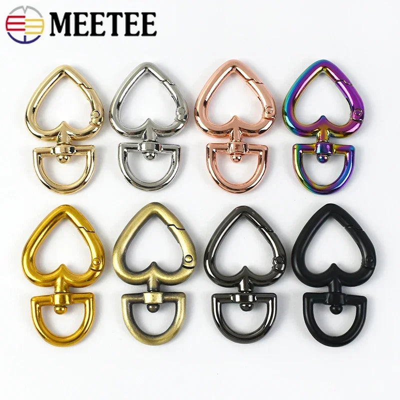 8/270Pcs Heart Metal Buckles Swivel Clasp Snap Hook Carabiner for Bag Strap Keychain Belt Buckle Diy Hardware Leather Accessories