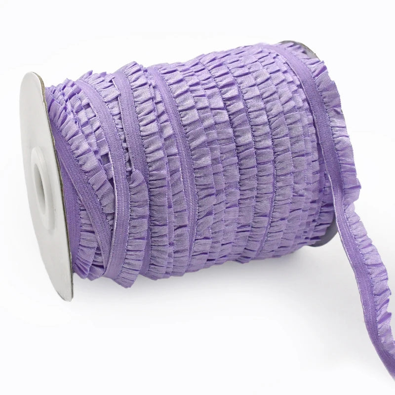 Meetee 20/600meters 10mm Ruffled Elastic Band Pleated Stretch Lace Trim Ribbon Baby Hairband Belt Shoes Tapes Sewing Accessory