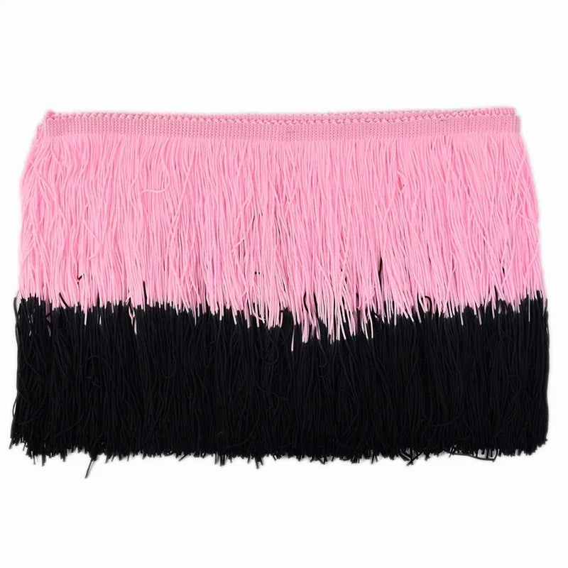 Meetee 2/50M 20cm Polyester Tassel Fringe Clothes Lace Trim Colorful Trimmings Curtain Webbing Ribbons DIY Sewing Accessories