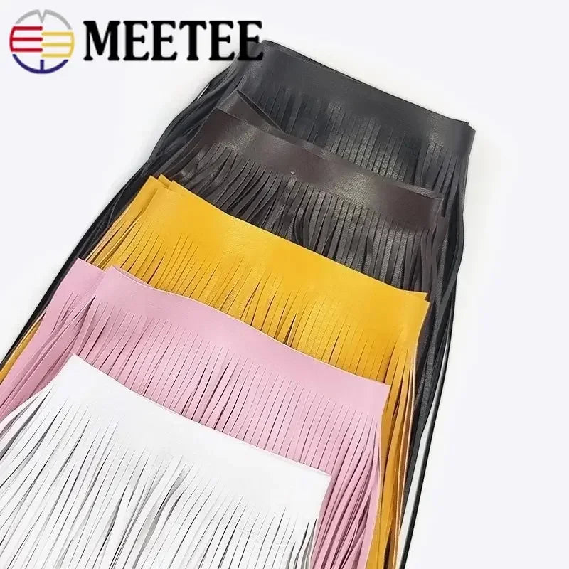 3/50Meters Meetee 10-30cmx3mm Leather Suede Tassel Fringe Lace Ribbon for Handbag Clothing Dresses Decor DIY Sewing Accessories