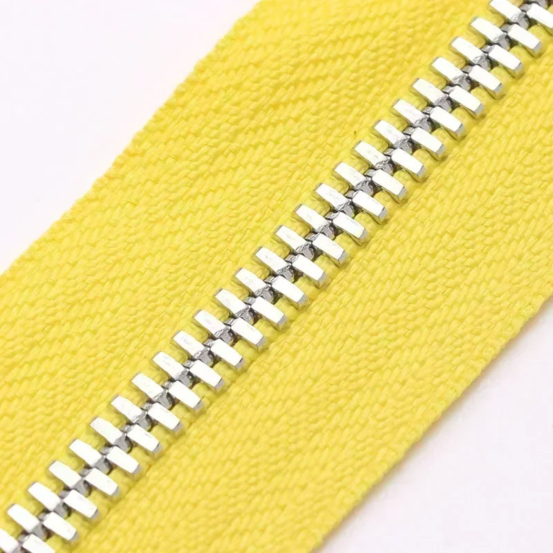 2/50Yards 5# Colorful Metal Zipper Gold/Sliver Teeth Double Pull Open-end Zips Tape Bag Garment Zip Repair Kit Sewing Accessory