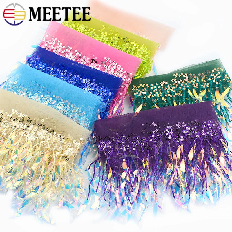 3/100Yards Sequin Tassel Mesh Tassels Fringe Decor Lace Trim Fabric for Wedding Clothes Curtain Fringes Trimmings DIY Accessories