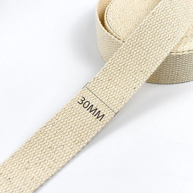 15/500Meters 1.5mm Thick Cotton Webbing Tapes 10-50mm Beige Canvas Ribbon Band Bag Webbings Strap Belt Sling Sewing Bias Accessoreis