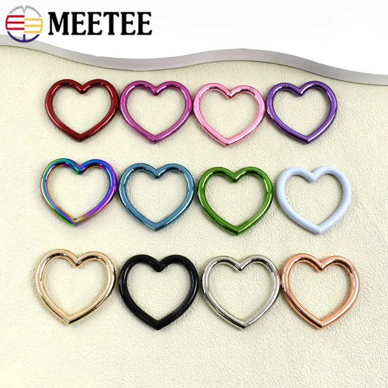 15/500Pcs Metal Heart O Ring Buckle Bags Strap Chain Connection Hooks Webbing Belt Adjust Clasp DIY Hardware Accessories
