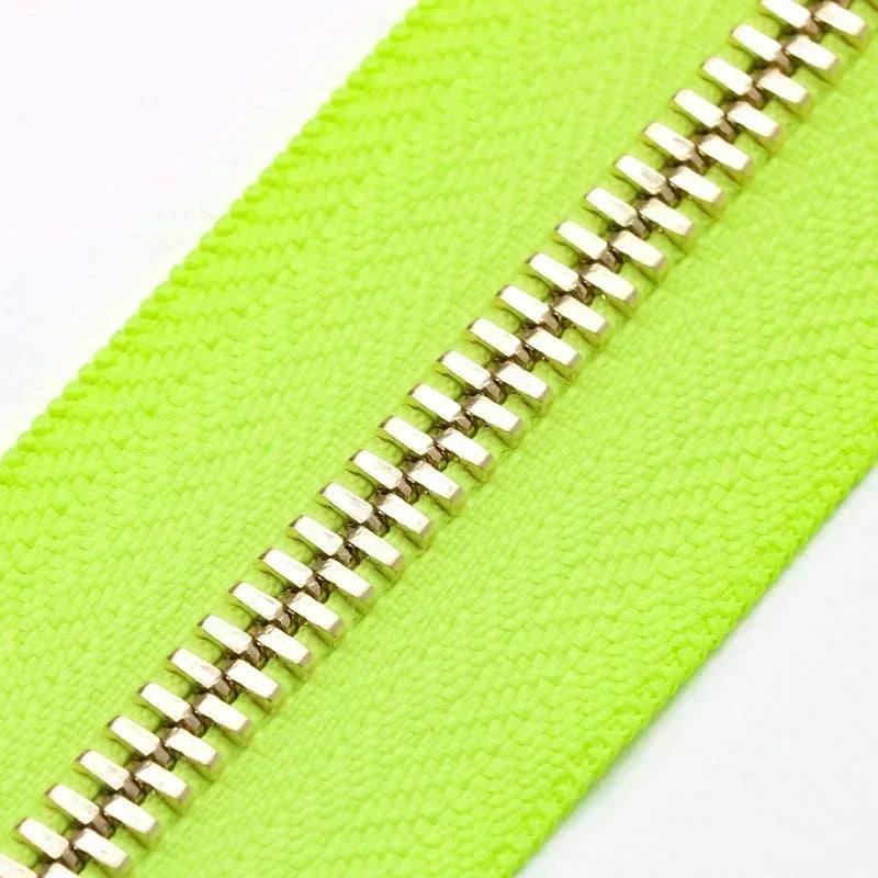 2/50Yards 5# Colorful Metal Zipper Gold/Sliver Teeth Double Pull Open-end Zips Tape Bag Garment Zip Repair Kit Sewing Accessory