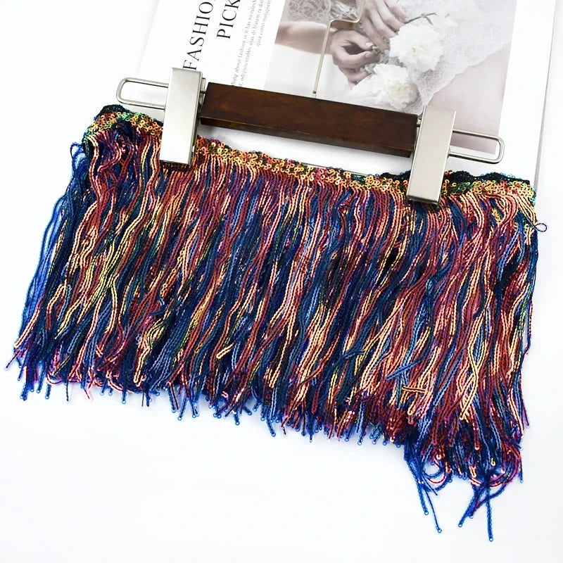 3/100Yards 17cm Metee Fringe Tassel Lace Ribbon Sequin Trims Colored For Dress Clothes Decorative Crafts Clothing Accessories