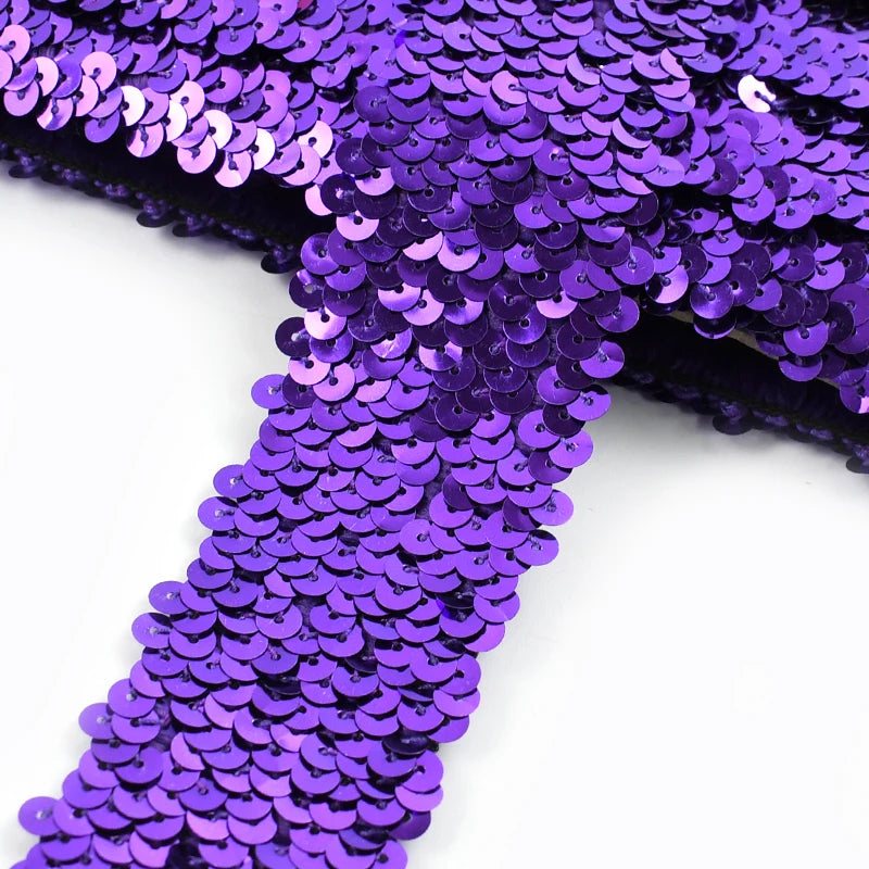 5/120Meters 45mm Sequins Stretch Lace Ribbons Laces Trim Elastic Band Dance Dress Clothes Decoration Ribbon Sewing Accessories
