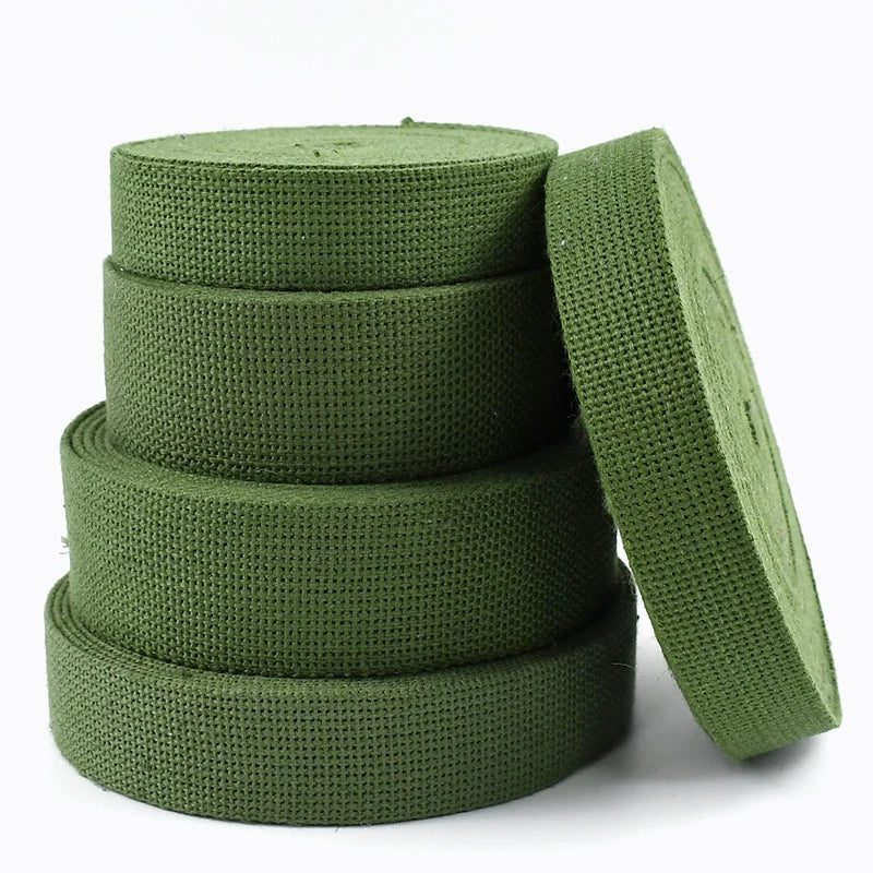 5/150Yards 15-50mm ArmyGreen Cotton Webbing 1.8mm Thick Canvas Ribbon for Sewing Bias Tape Backpacks Strap Seat Belt Band Kits