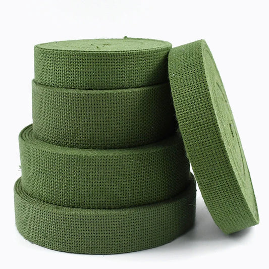 5/150Yards 15-50mm ArmyGreen Cotton Webbing 1.8mm Thick Canvas Ribbon for Sewing Bias Tape Backpacks Strap Seat Belt Band Kits