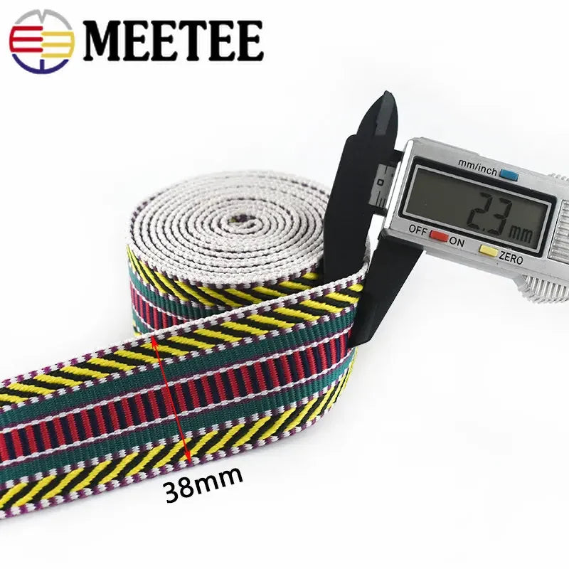 5/100Meters 38mm Polyester Cotton Jacquard Webbing Tapes 2mm Thick Bag Strap Belt Lace Ribbons DIY Garment Textile Sewing Decoration