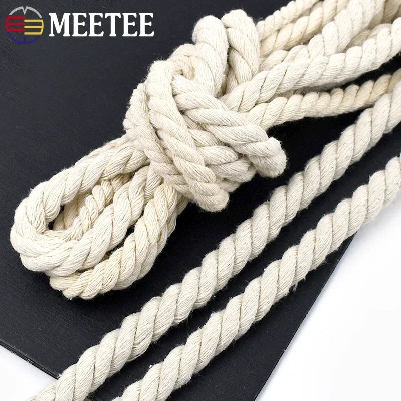 5/150Meter Meetee 5-20mm Beige Cotton Rope Thick Cords for Bag Strap Home Decor Accessories DIY Handmade Ropes Craft