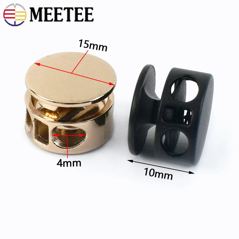 25/600Pcs Metal Cord Lock Double Hole Spring Stopper Cloth Elastic Buckles Bag Cords End Hat Rope Clasps DIY Sewing Accessories