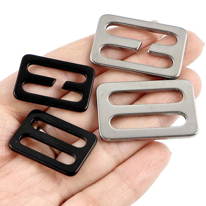 20/700Pcs 20-50mm StainlessSteel Tri-Glides Slider Buckles for Bag Strap Carabiner Clip Adjustable Ring Buckle Pet Collar Hardware