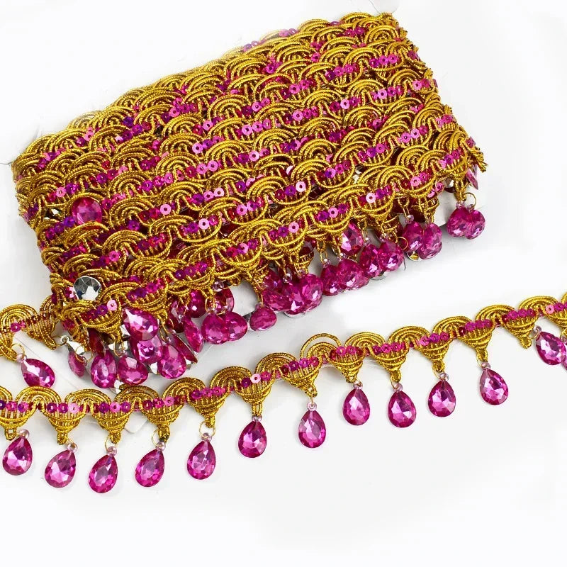 3/100Meters 45mm Fringe Tassel Lace Trim For Clothes Rhinestone Decorative Ribbons Wedding Dress Curtain DIY Sewing Accessories