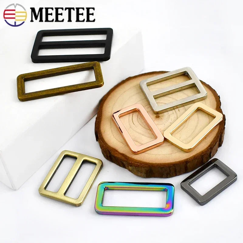 15/500Pcs 20-50mm Metal Ring Buckle Bag Strap Tri Glide Slider Adjuster Webbing Backpack Belt Clasp Hook DIY Hardware Accessories