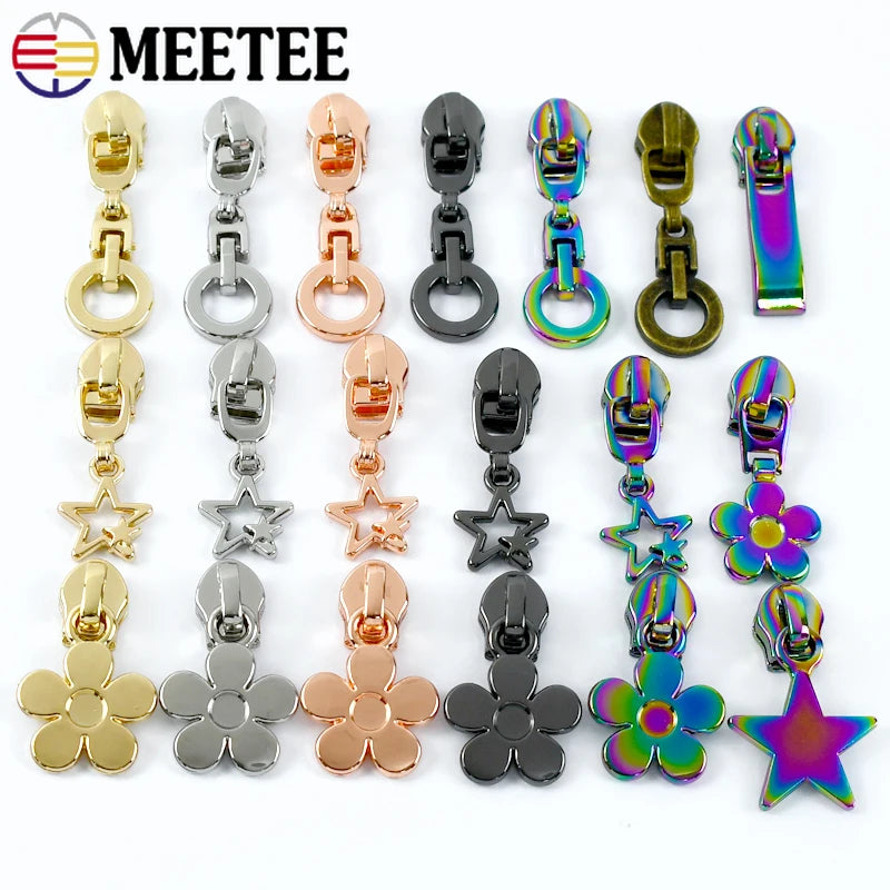 15/500Pcs 5# Nylon Zipper Sliders Zip Puller Head Bags Clothing Decoration Zippers Heads Repair Kit DIY Sewing Accessories