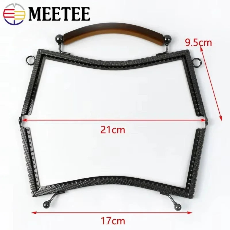 1/30Pcs Meetee 21cm Metal Purse Frame Kiss Clasp Retro Square Embossed Bag Handle Sewing Brackets DIY Craft Hardware Accessories