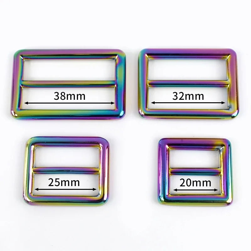 8/300Pcs 20/25/32/38mm Metal Buckles Rainbow D Rings for Bag Belt Strap Adjust Tri-Glides Sliders Buckle DIY Hardware Accessories