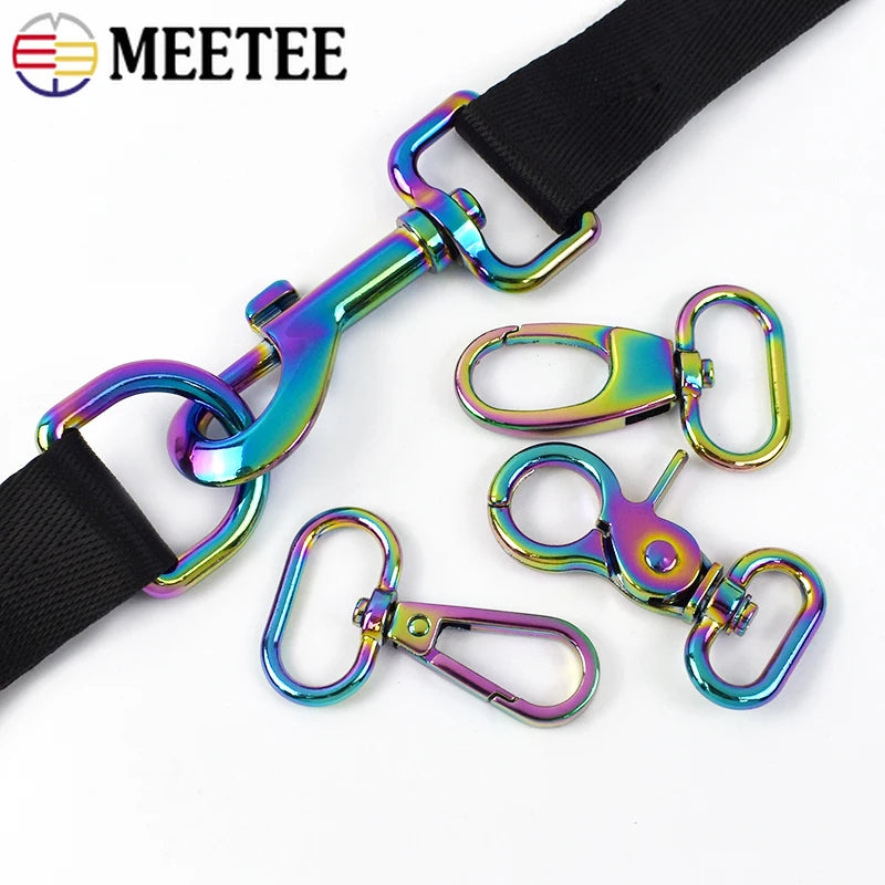8/250Pcs Rainbow Metal Buckle Lobster Swivel Clasp Snap Hook for Bags Strap Carabiner Clips Keychain DIY Hardware Accessories