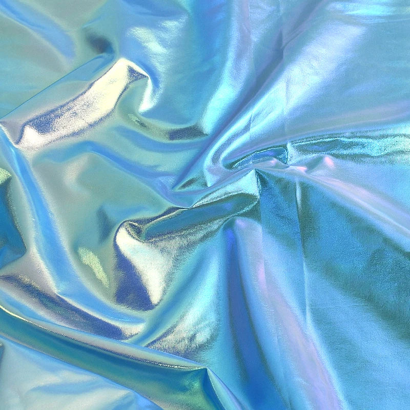 90/1350*145cm Metallic Foil Stretch Fabric Spandex Fabrics Laser Cloth for Sewing Costume Stage Party Christmas Craft Accessory
