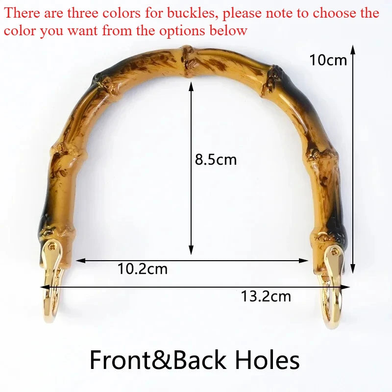 5/170Pcs Imitation Bamboo Handles Metal Buckle Wooden Frames Replacement Handle for Woven Bag DIY Sewing Hardware Accessories