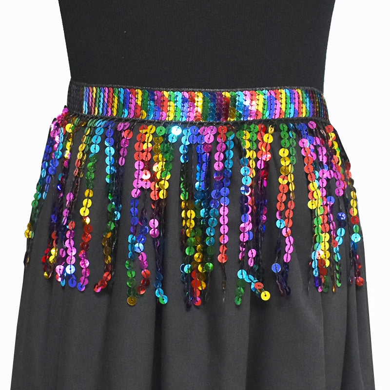 3/100Yards Sequin Fringe Tassel 16cm Latin Stage Clothes Tassels Lace Trim Garment Rainbow Bead Fringes Ribbon Sewing Accessories