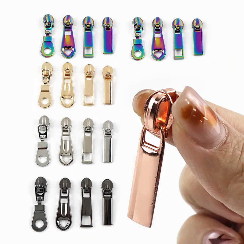 Meetee 25/500Pcs 5# Sewing Zipper Sliders for Nylon Zips Purse Zip Slider Apparel Decoration Zippers Puller Handbag Repairs Kits